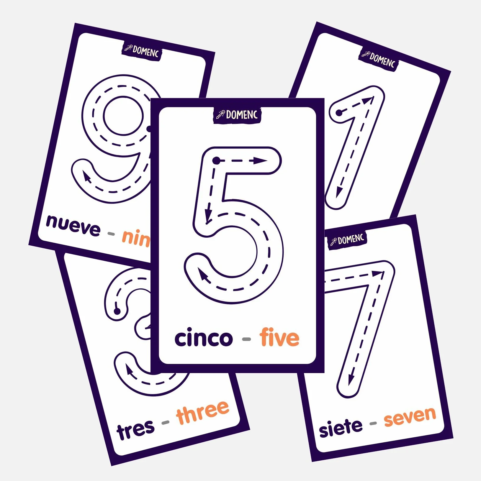 Tarjeta de escritura de números de 60 trazos (30 tarjetas)
